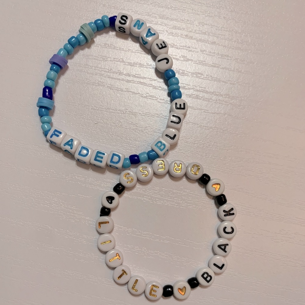 Taylor Swift “FADED BLUE JEANS” & “LITTLE BLACK DRESS” Friendship Bracelet Pair